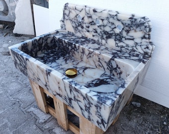 Calacatta Viola Marmor Waschbecken, Wand Waschbecken, Waschbecken Backsplash, Bauernhaus Waschbecken, Küchen Waschbecken, Pulverglasur, Haus Waschbecken