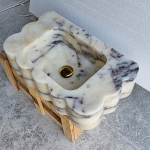 Calacatta Viola Marble Antique Sink, Farmhouse Sink, Powder Room Sink, Wall Mounted Sink Calacatta Sink, Marble Sink, Bathroom Sink, Sink
