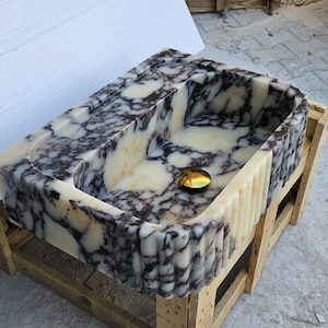 Calacatta Viola Marble Sink, Wall Mounted Sink, Bathroom Sink, Calacatta Marble Sink, Kitchen Sink, Calacatta Sink, Farmhouse Sink, Sink