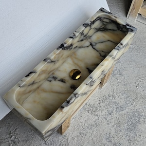 Calacatta Viola Antikes Marmor Waschbecken, Gästeglasur im Bad, Wand Waschbecken, Calacatta Waschbecken, Bauernhaus Waschbecken, Marmor Waschbecken, Haus Waschbecken