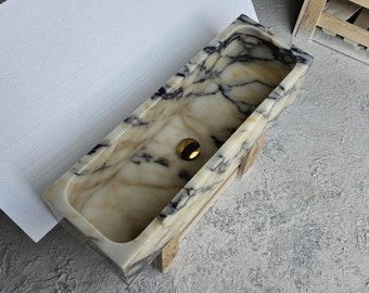 Ready To Ship, In Stock, Calacatta Viola Antique Marble Sink, Powder Room Sink, Wall Mount Sink, Calacatta Sink, Farmhouse Sink, Marble Sink