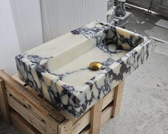 Calacatta Viola Marble Sink, Wall Mount Marble Sink, Bathroom Sink, Calacatta Sink, Farmhouse Sink, Powder Room Sink, Marble Sink, Sink