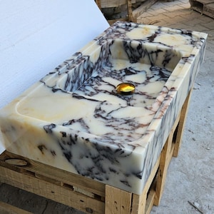 Calacatta Viola Antikes Marmor Waschbecken, Gästehaus Waschbecken, Wand Waschbecken, Calacatta Waschbecken, Bauernhaus Waschbecken, Waschbecken, Marmor Waschbecken, Haus Waschbecken