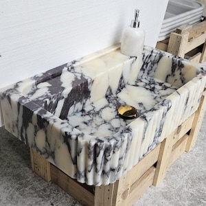 Calacatta Viola Marble Sink, Wall Mounted Marble Sink, Marble Bathroom Sink, Powder Room Sink, Calacatta Marble Sink, Farmhouse Sink, Sink