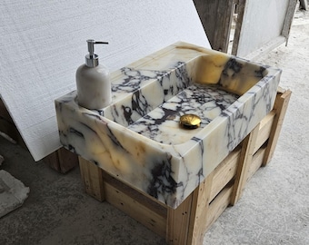 Calacatta Viola Marble Sink, Wall Mount Sink, Bathroom Sink, Marble Sink, Calacatta Sink, Sink