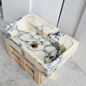 Calacatta Viola Marmor Waschbecken, Milchglas Waschbecken, Wand Waschbecken, Calacatta Waschbecken, Bauernhaus Waschbecken, Waschbecken im Badezimmer, Waschbecken, Marmor Waschbecken, Marmor