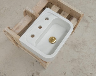 Listo para enviar, en stock, lavabo de mármol de Carrara, lavabo de pared, lavabo estilo granja, lavabo para tocador, lavabo de baño, lavabo de Carrara, lavabo pequeño