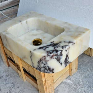 Calacatta Gold Marble Sink, Powder Room Sink, Wall Mount Sink, Calacatta Sink, Farmhouse Sink, Marble Sink, Bathroom Sink, Kitchen Sink