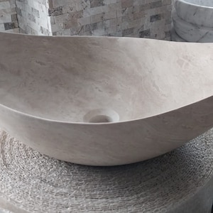 Handcrafted Travertine Marble Vessel Sink: Custom Bathroom Decor