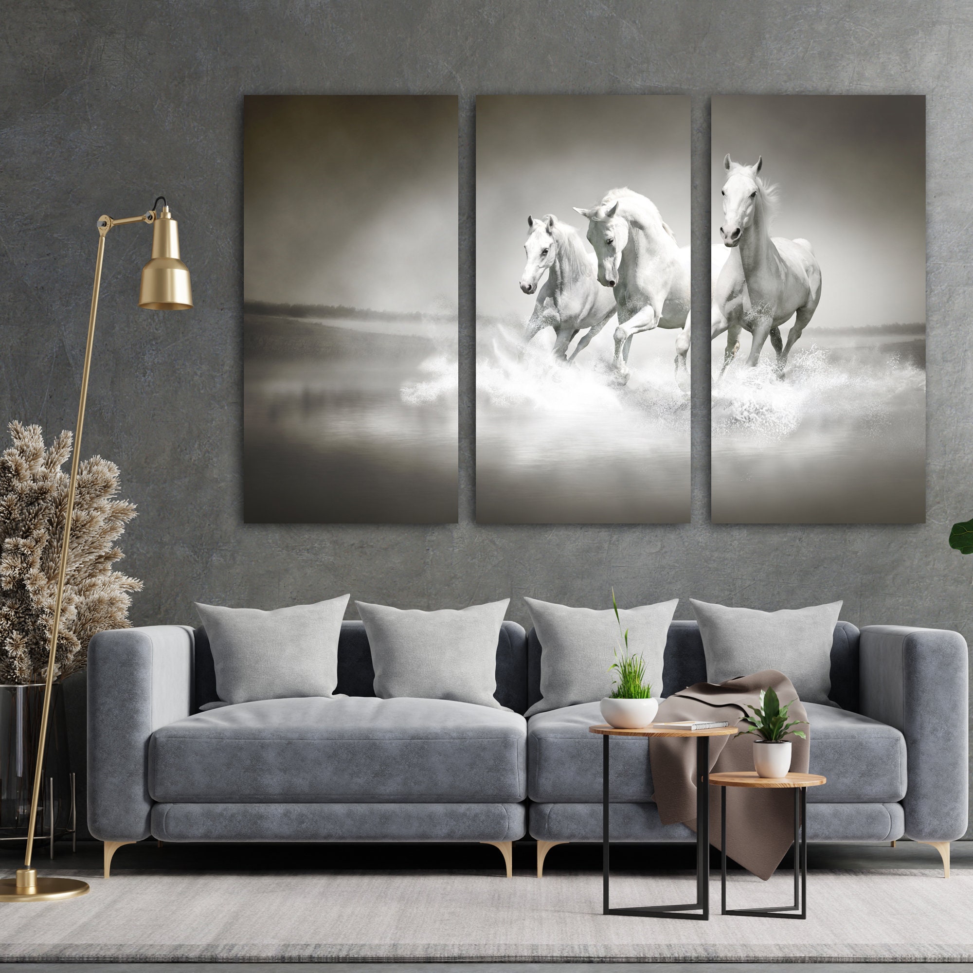 White Horses Wall Art, White Horses Art Print, Multi Panel White Horses