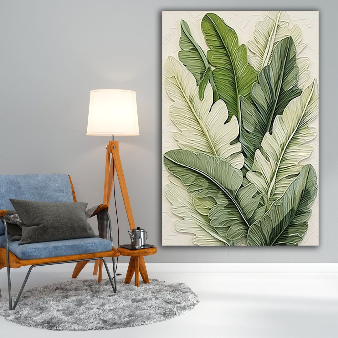 Banana Leaf Wall Art Living Room Decoration Leaf Painting Etsy