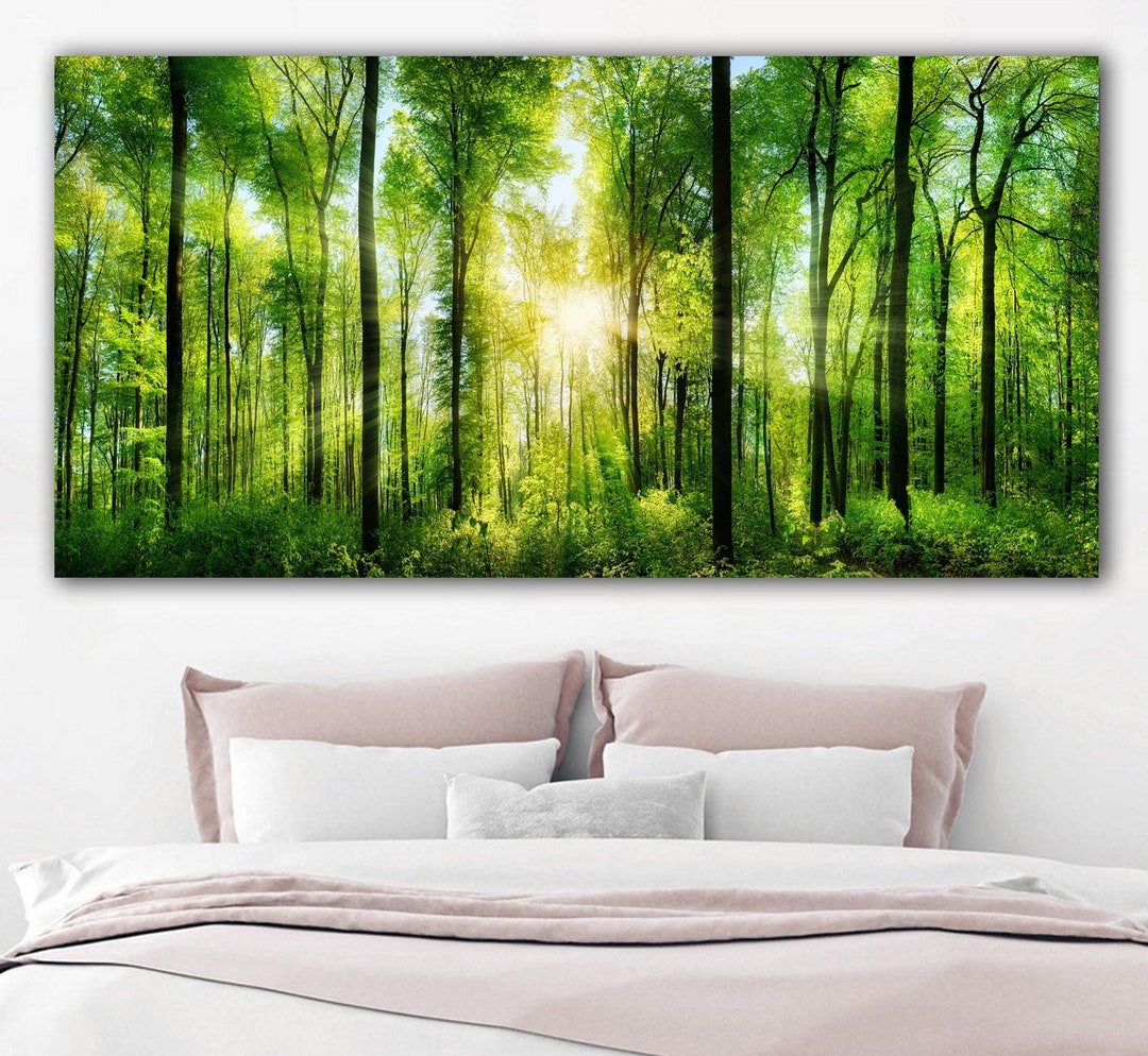 Green Forest Wall Art Lush Forest Canvas Print Nature Inspired Wall ...
