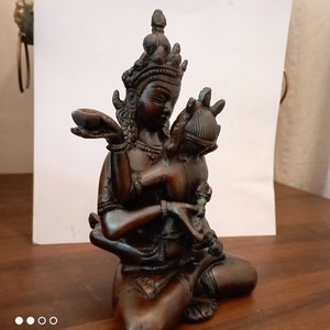 BajraSattva Shakti Yab Yum Statue- 19 cm Tall-Natural Metal Oxide Color-Lost wax process handmade statue-bajrashakti-Yab Yum Altar statue