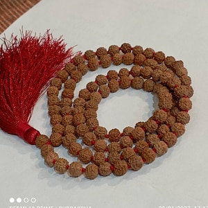 5 Mukhi Rudraksha Mala / Five Face Rudraksh Rosary Lab Certified 108+1 Beads 6MM Top Quality