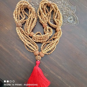 5 Mukhi Rudraksha Mala / Five Face Rudraksh Rosary 1008 Beads Size : 7 MM mala For Meditation Time yoga Japa