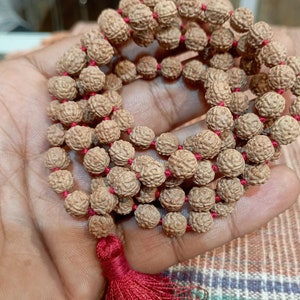 Mukhi Rudraksha Mala / Five Face Rudraksh Rosary Lab Certified 108+1 Beads 9 MM Top Quality