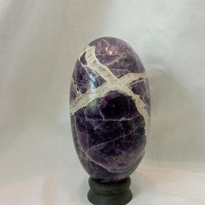 Amethyst Lingam Stone: Natural Chevron Crystal, Metaphysical Decor