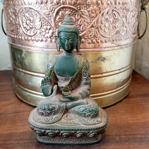 Blessing Buddha Statue Brass Buddha Idol 17 .CM Buddha Figurine For Home Decor, Meditation & Yoga Room Decor Religious Showpiece
