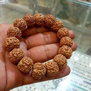 Nepali 5 Mukhi Rudraksha Bracelet 19 mm- Lab Certified, Shiva Armlet, Spiritual Gifts, Five Faced Rudraksha Bracelet, Handmade Armlet