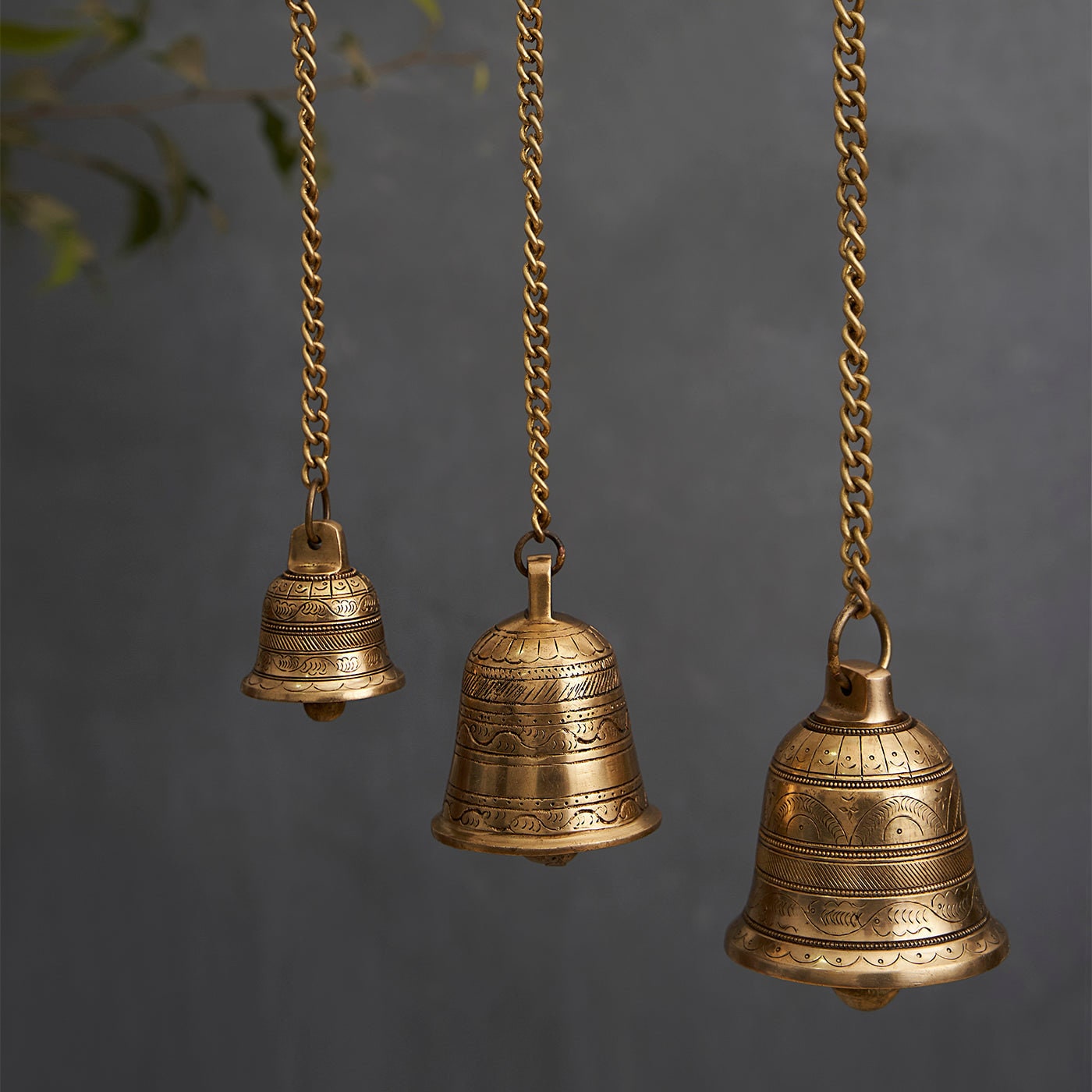 Ghanta Brass Hanging Bell, Hanging Decor, Chain for Home Temple, Door