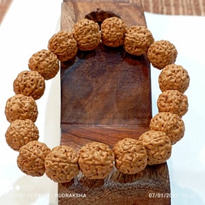 5 Mukhi Rudraksha Bracelet 13mm - Lab Certified, Shiva Armlet, Spiritual Gifts, Five Faced Rudraksha Bracelet, Handmade Armlet