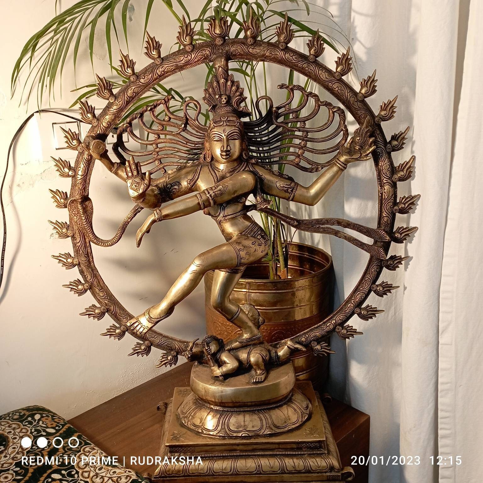 thumbnail image 2 of Brass Shiva Drum (Damru) - 3 Inch Hindu God Damaru For Puja, Meditation & Spiritual Decor 2 of 14