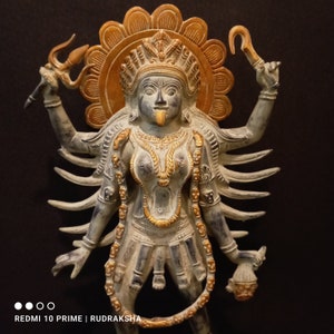 Kali Statue, 48.cm Antique Finish Brass Goddess Kali Statue, Parvati, Kalika, Kali Shiva Idol. Hindu goddess of Time, Destruction & Power.