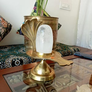 Yoni Base Brass  Shivling with Lord Shiva Crystal shivling / Himalayan crystal shivling for Home, Pooja Ghar  Shivling/ Shiva For Meditation