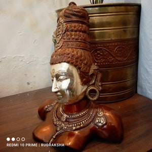 Brass Parvati Bust 30.cm Brass Statue, Hindu Goddess Parvati Statue ma durga Parvati Head in Brass Goddess Parvati