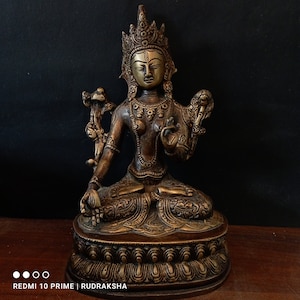 Green Tara - 21.cm Tall for decorative collections, Tibetan figures, handmade statue,Tara statue,Tibetan Goddess, Meditation, Buddha, Diety