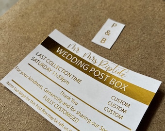 Custom Wedding Post Box Insert - Gold Foil or Color Printing