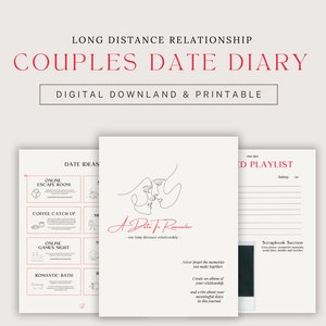 Fernbeziehung Datum Journal, druckbares digitales Datum Journal, virtuelle Datum Ideen, Erinnerung Buch, Paar Bucket List Journal Buch