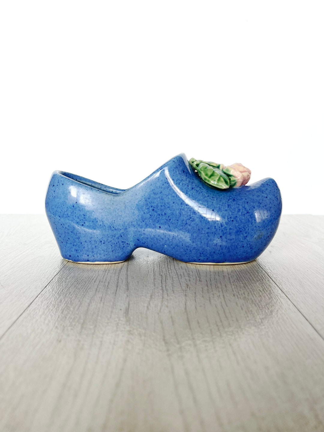 Vintage Mccoy Blue Speckled Dutch Shoe Planter Succulent Pot Etsy