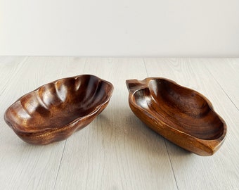 Vintage Walnut Bowls Set of 2 | Wood Decor