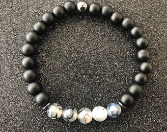 A Quality Natural, Herren Mala Armbänder, Männerschutz, Onyx Männer Armbänder, spirituelle Mala, Buddha Armband