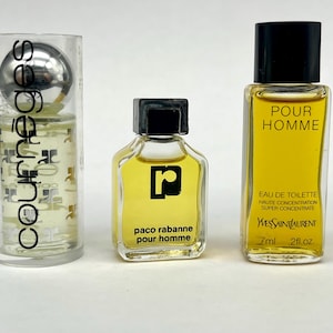 Vintage Parfum Miniature pour homme / pour hommes / YvesSaintSaurent- Paco Rabanne- Eau de Courréges