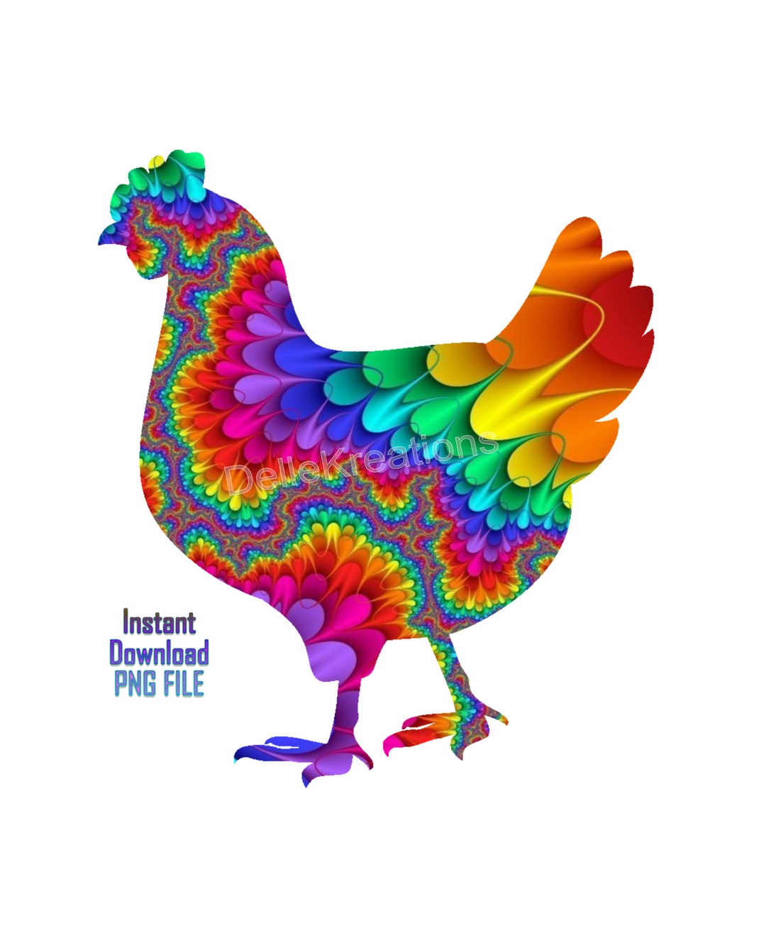 Colorful Chicken DIGITAL DOWNLOAD PNG File 300 Dpi for Use in ...