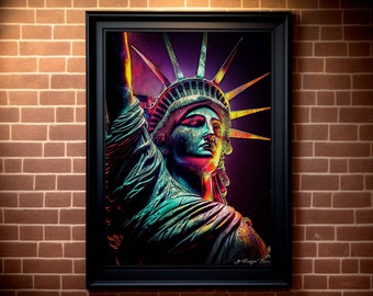 Liberty | Statue of Liberty | Colorful Digital Print | Colorful New York Art | Liberty Island Art | Colorful Statue of Liberty Print