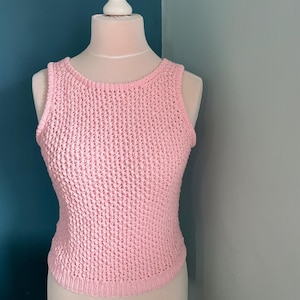 Rosa Sommer Weste Top, Größe 12, Vegan und Handgemacht