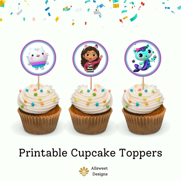 Printable Gabby's Dollhouse Cupcake Toppers