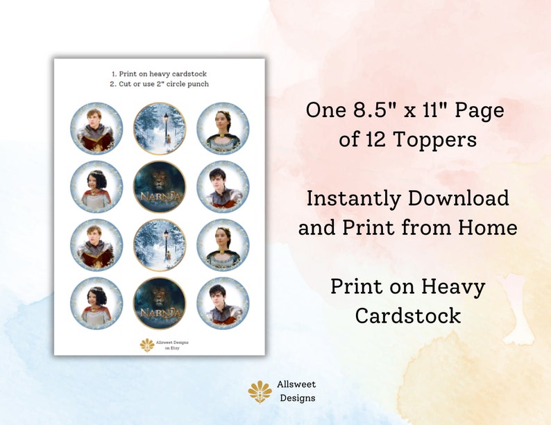 Narnia Cupcake Toppers Printable Lion, Witch and the Wardrobe - Etsy