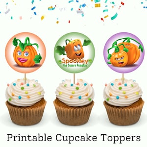 Printable Spookley The Square Pumpkin Cupcake Topper