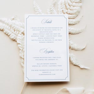 Details Kartenvorlage mit Rand - Vintage Rahmen Hochzeitsinfokarte, bearbeitbare Einschlusskarte mit eleganter Schreibschrift, ANET