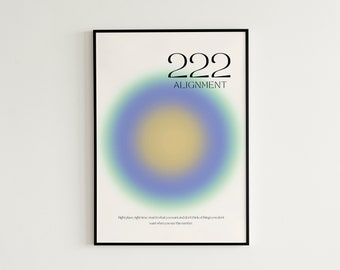 Angel Number Poster 222 Alignment Instant Digital Download Poster, Aura Poster, Angel Number Wall Art Print, Minimalistic Poster
