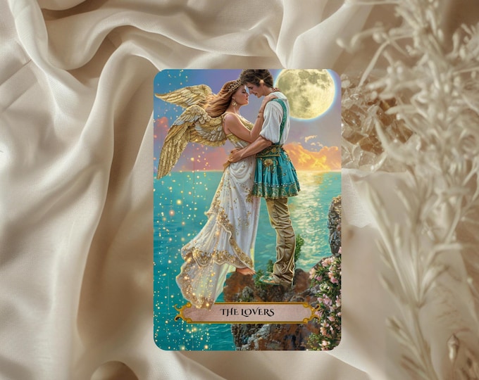 Celestial Lovers Tarot Deck, 78 Fantasy Cards, Cosmic Romantic Art