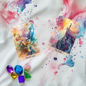 Sueños coloridos, baraja de tarot hecha a mano: juego de cartas de tarot de arte místico para lecturas intuitivas, orientación espiritual, meditación y adivinación