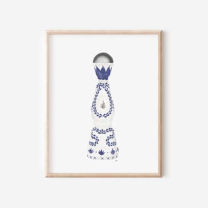 Clase Azul Tequila Print, Reposado, Tequila Bottles, Wall Decor Art, Bar Cart Decoration, Original Alcohol Poster, Bar Cart Designs
