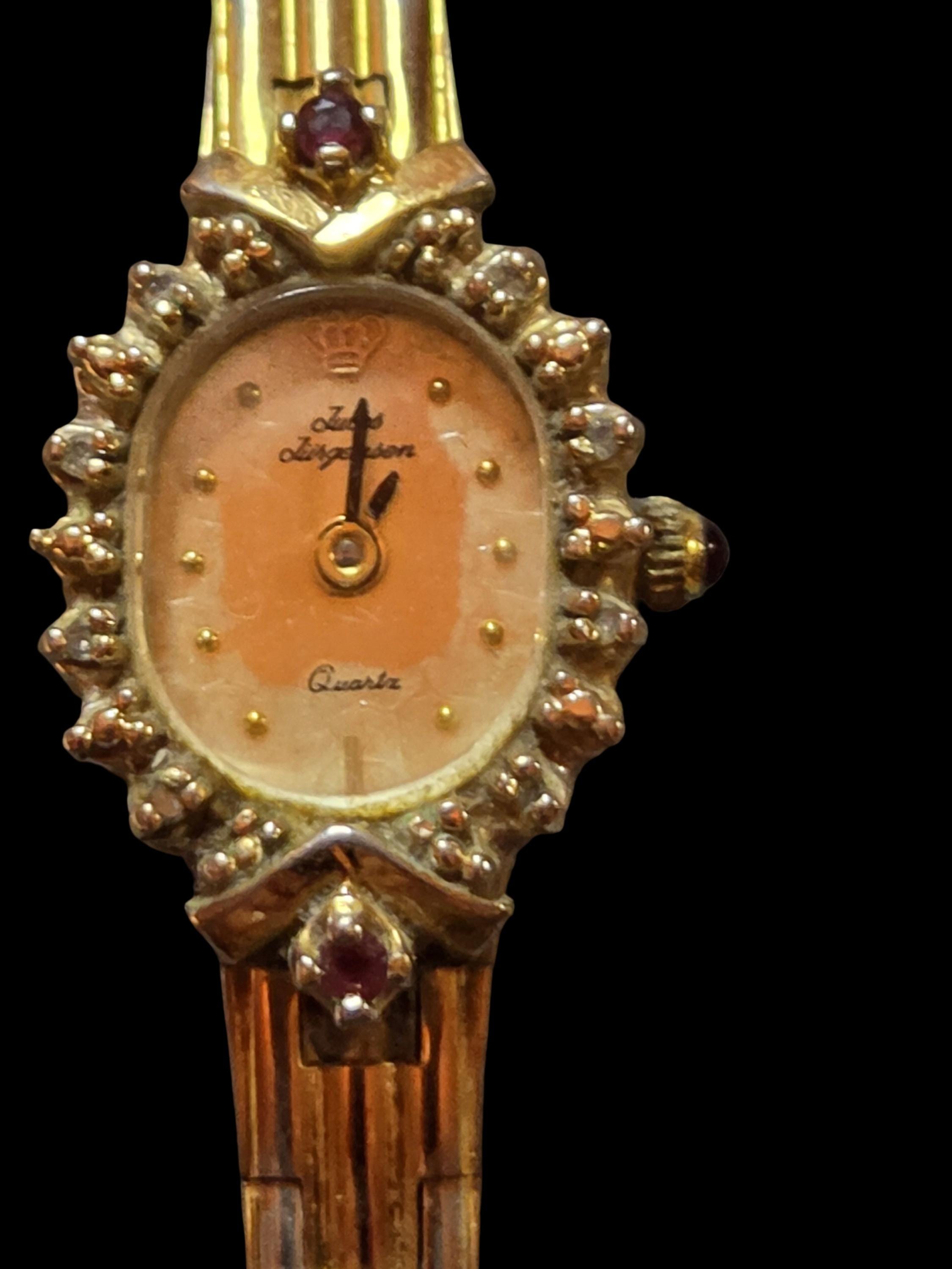 RARE Vintage Jules Jurgensen Watch for Ladies with Colorful Stones Vintage Jules Jürgensen, gold-plated with diamond and ruby  main image 4