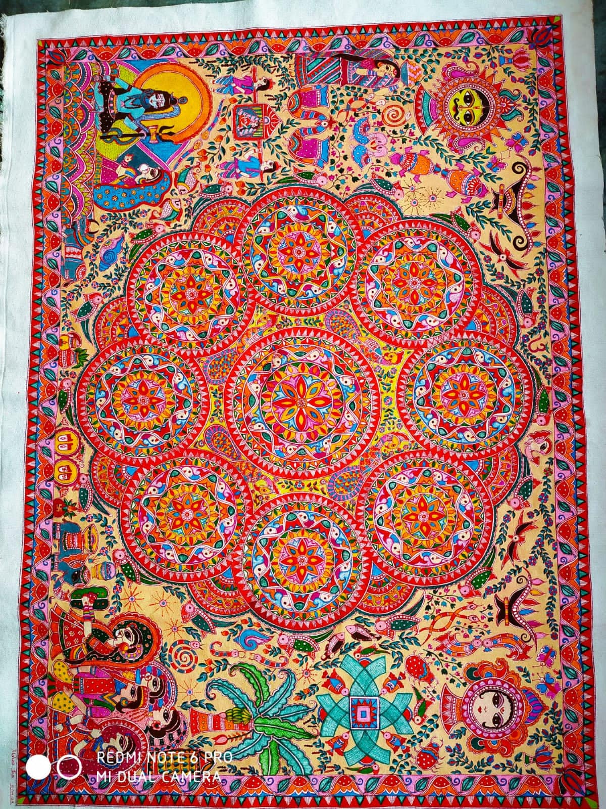 Original Hand Painted Kohbar Mithila Painting for Wedding and Wall