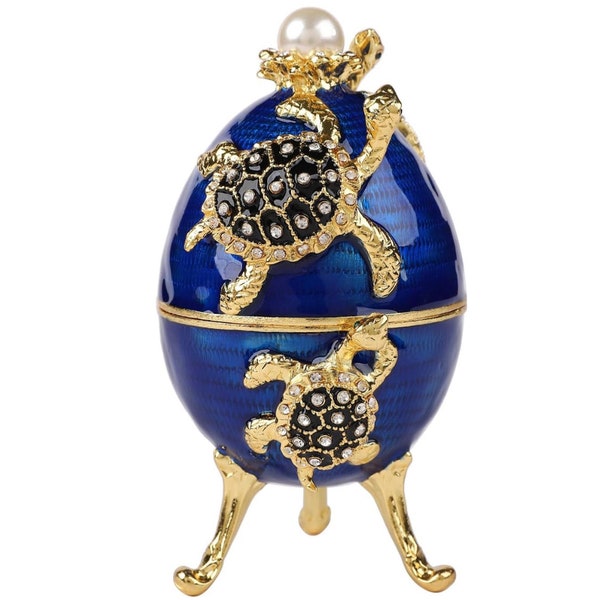 Spring Faberge unique turtle egg. Limited quantity big 4.6” tall. Gift to turtle lover for friends or family crystals and opens on hinge